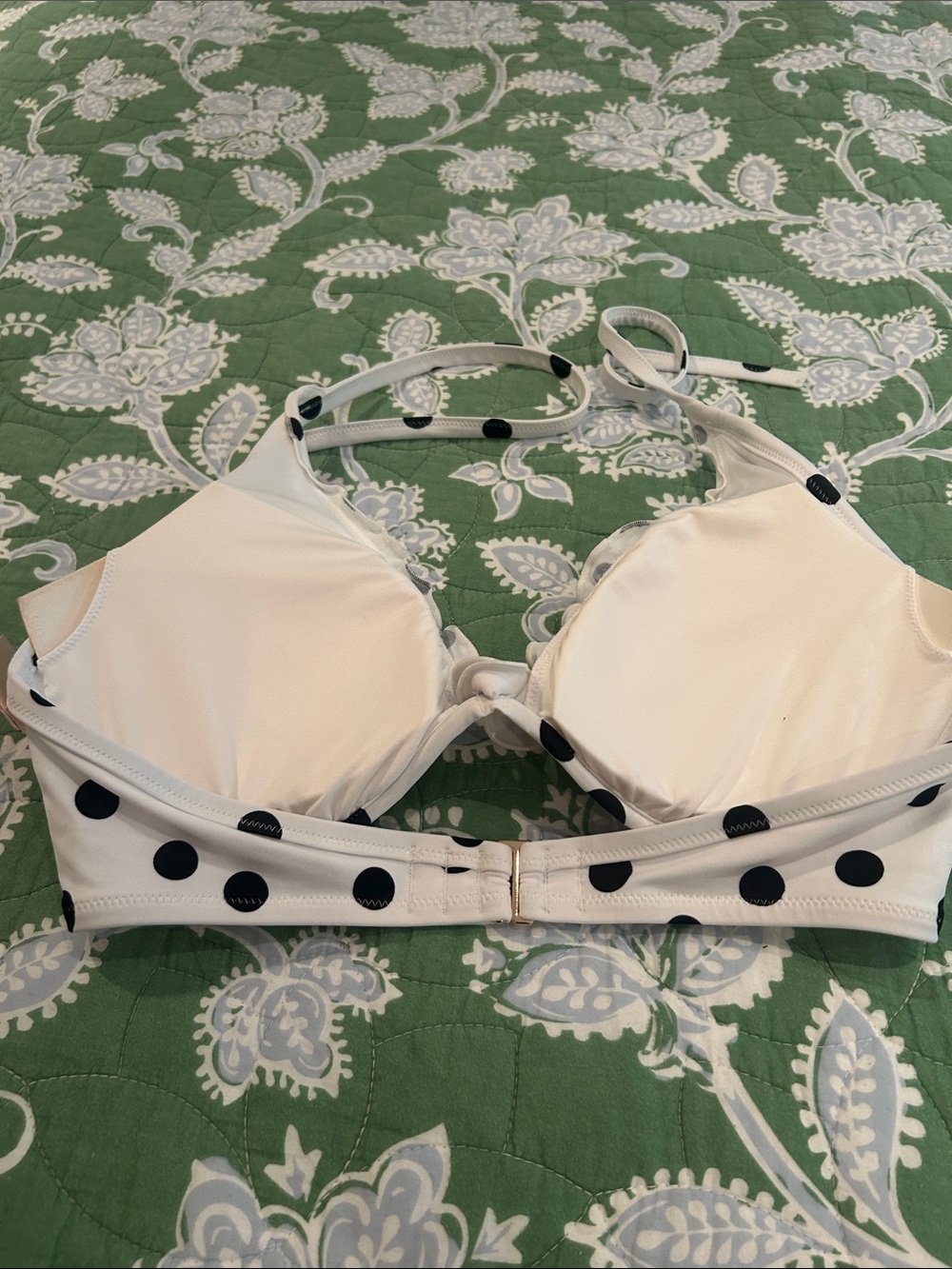 Victoria's Secret White Bikini Top with Black Polka Dots NWT - Picture 5 of 7